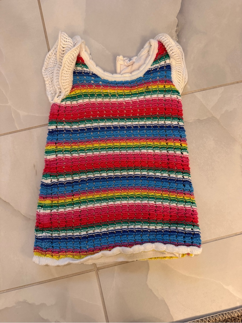 GAP Rainbow Striped Knit Tank with White Trim